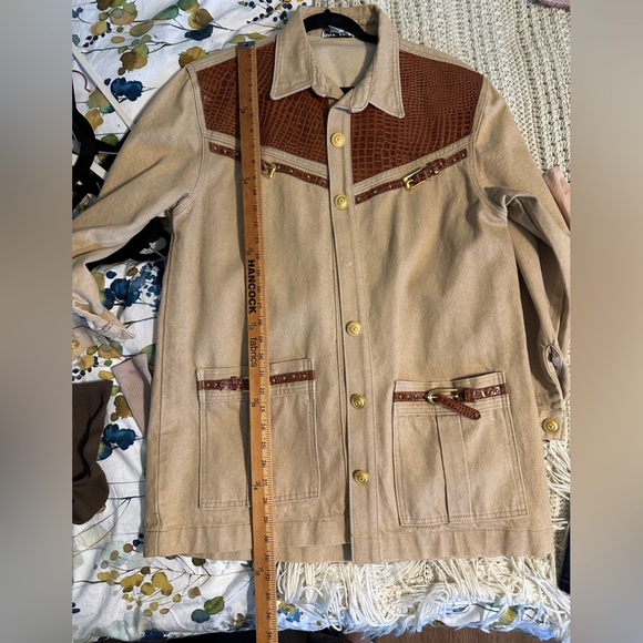 Vintage David David Denim Jacket with Leather Accents - Picture 4 of 6